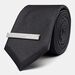 Lucca Slim Two Tone Textured Silk Tie, Black, hi-res